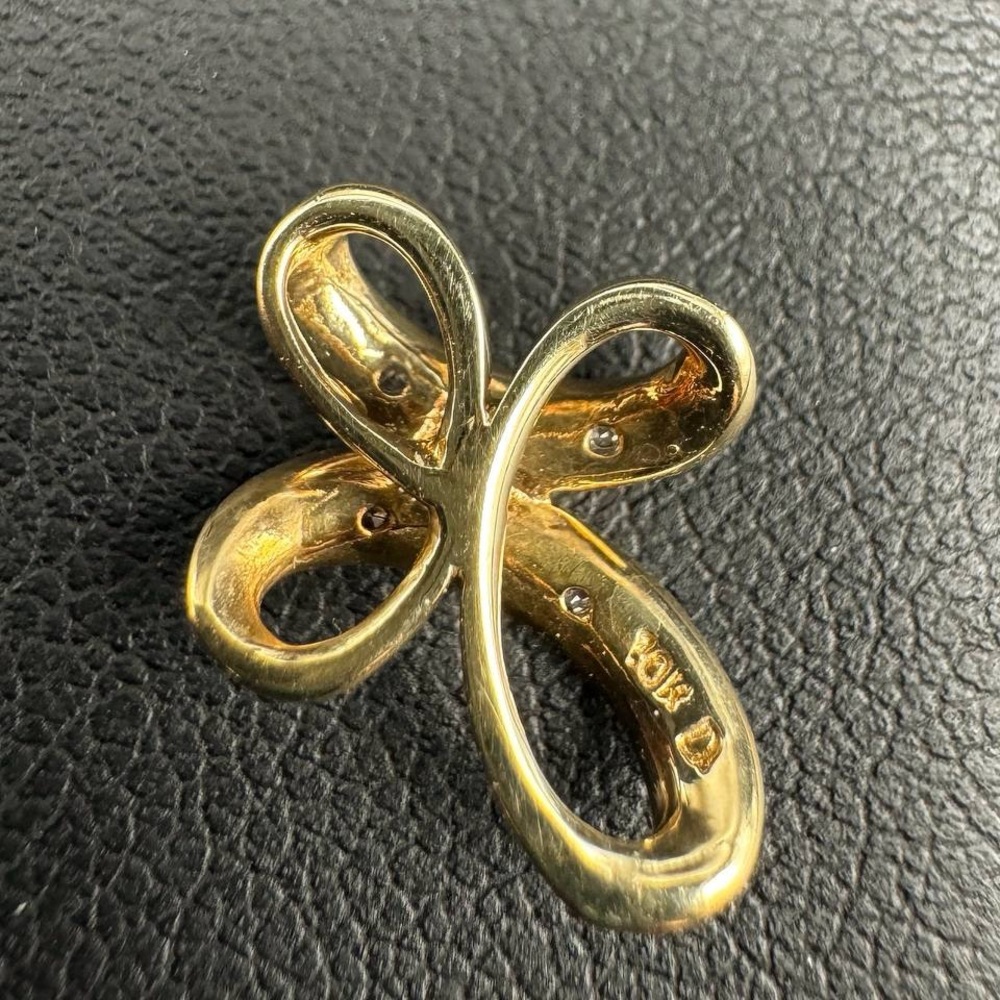 10k Two Tone Solid Gold Diamond Infinity Pendant … - image 3